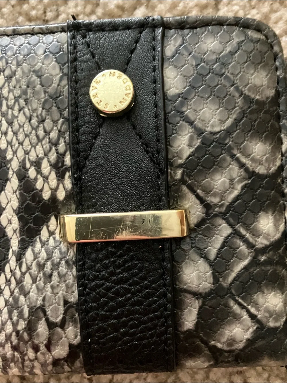 Black & Gray Snake-Print Zip Wallet